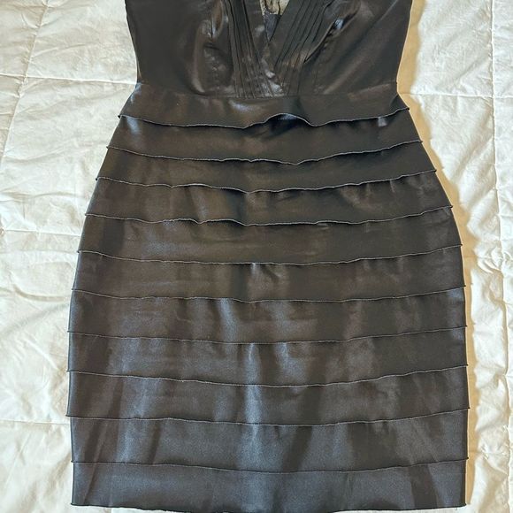 Vintage Women's dress mini Y2K strapless ruffle dress satin mesh xxi size medium - Picture 3 of 12
